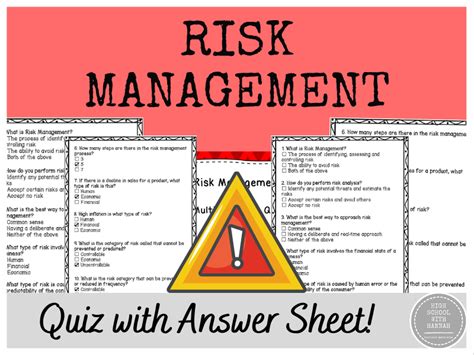 Clarification Risk management involves anticipating risks that might affect the project schedule or the quality of the software being developed, and then taking. . Risk management and insurance quiz